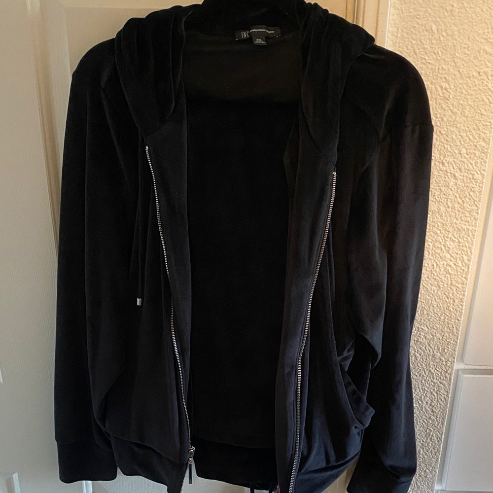 INC International Concepts Women”s XXL Black Velour Pant and Jacket Set